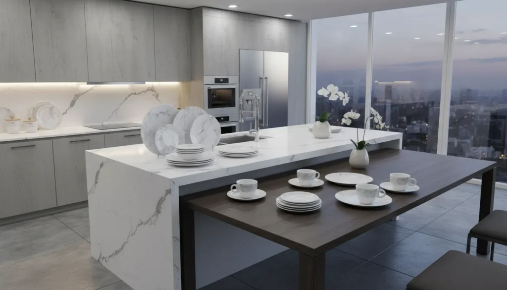 O Serviço de Jantar Schmidt Mármore Cinza que Virou Desejo nas Mesas Modernas