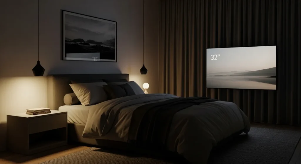 qual tamanho de tv e ideal para quarto pequeno