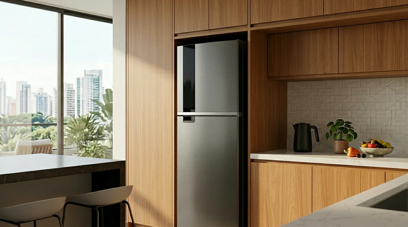 Geladeira inox com baixo ruido ideal para condominio