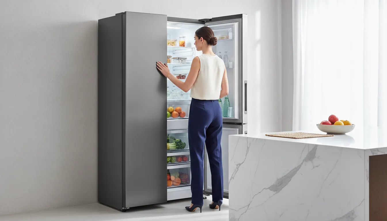 Geladeira frost free side by side com design sofisticado e dispenser de água