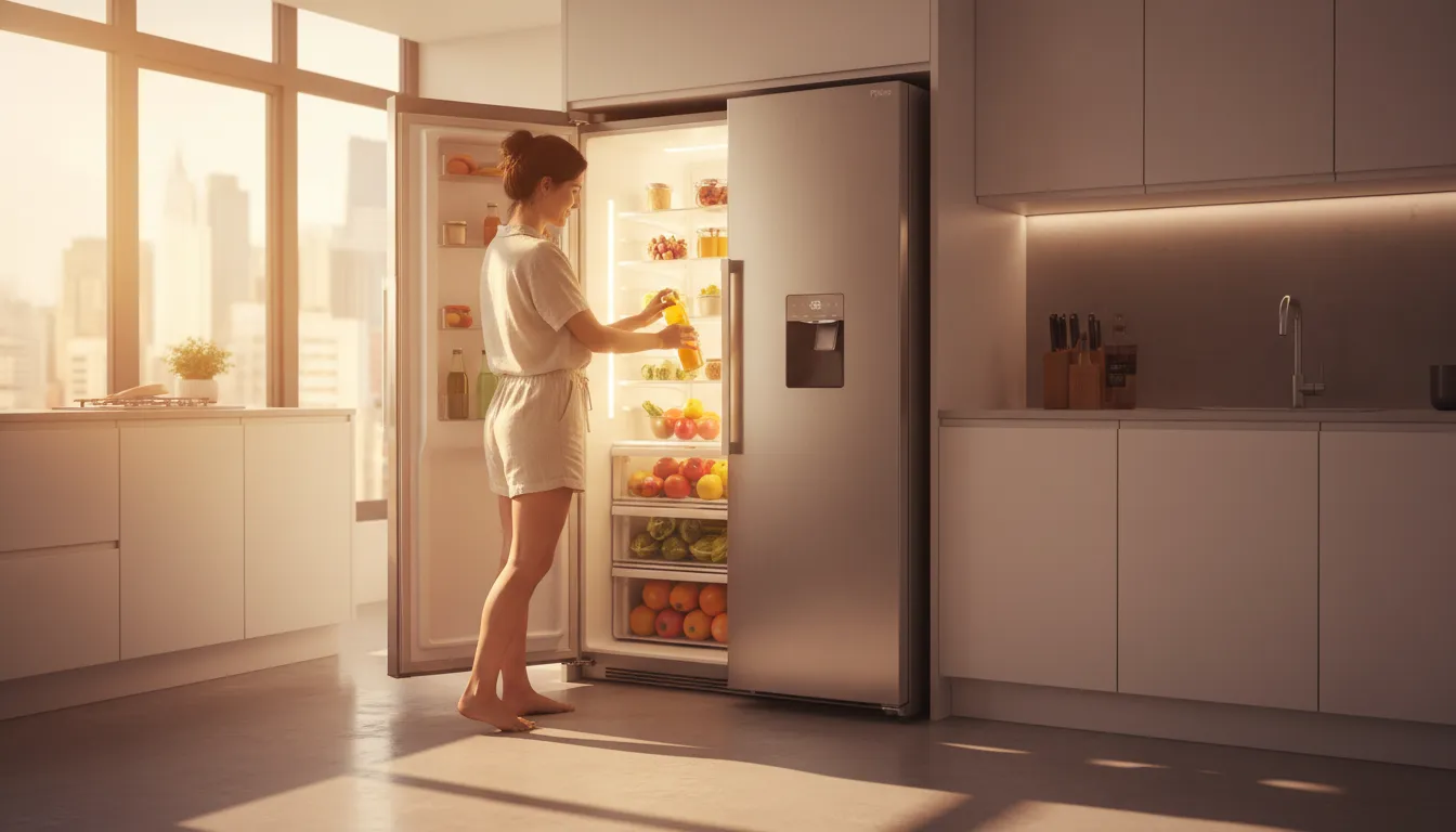 Geladeira inox com fabrica de gelo continua automatica