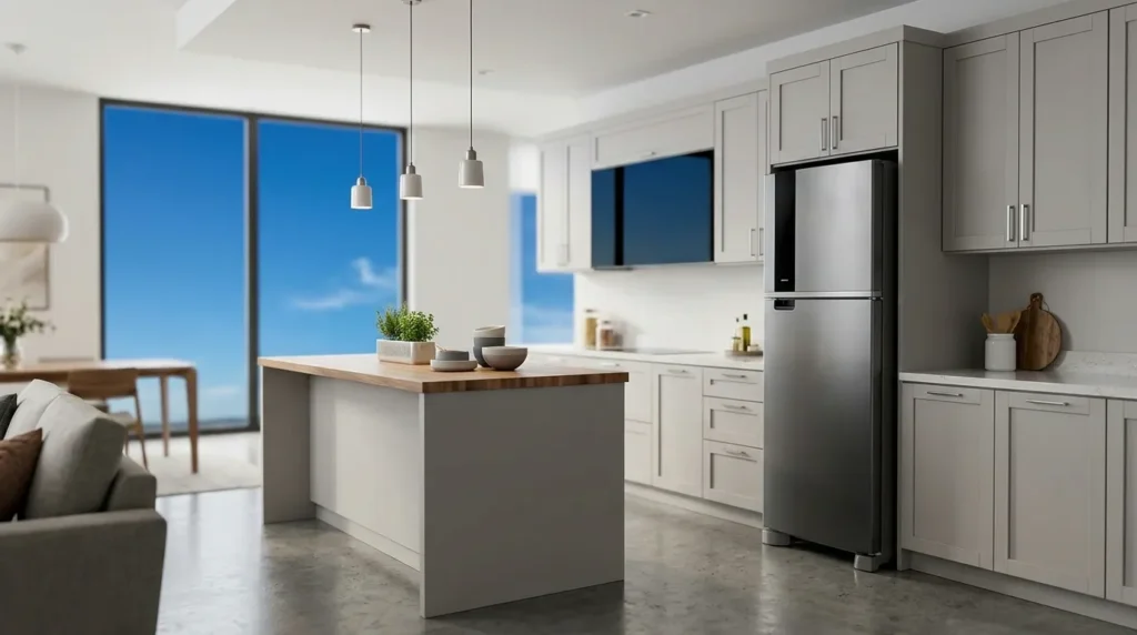 Geladeira inox com fabrica de gelo silenciosa e eficiente