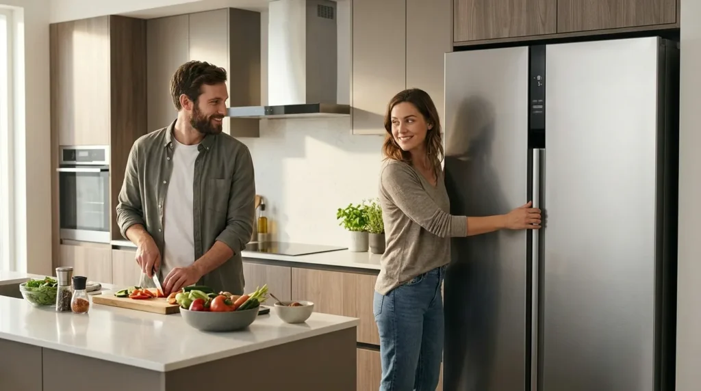 Geladeira inox com gaveta especial para conservacao prolongada de carnes