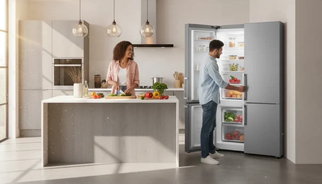 Geladeira inox com sistema inteligente de monitoramento remoto