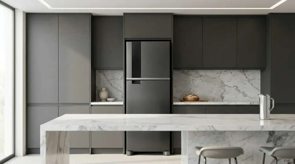 Geladeira french door inox cabe em cozinha pequena? Geladeira inox economica classe A frost free e tendencia