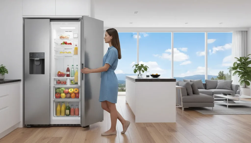 Geladeira inox inverse com grande capacidade interna e pratica