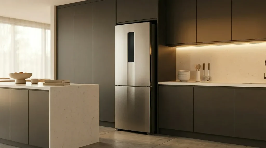 Geladeira inox inverse ideal para cozinha planejada clara