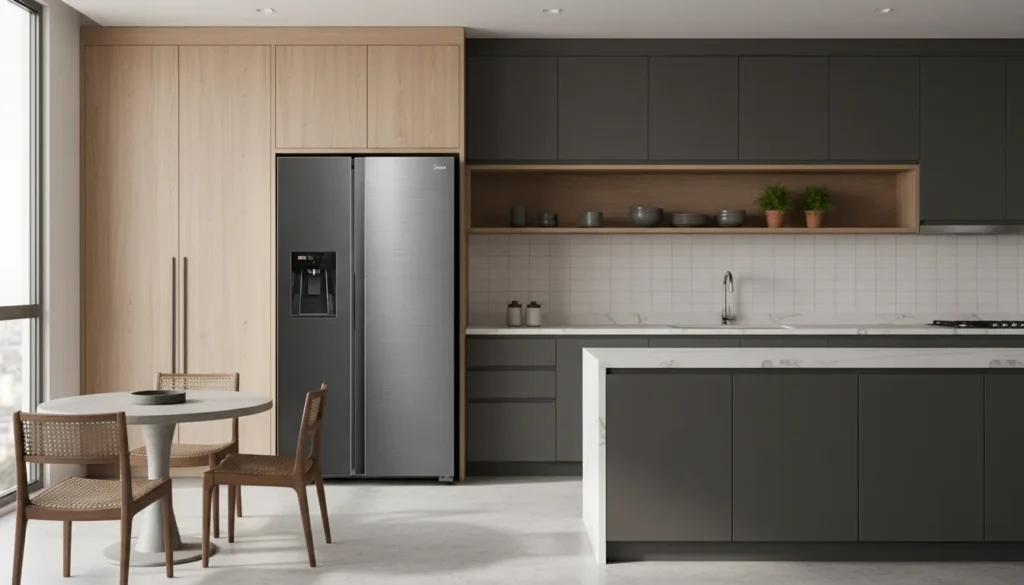 Geladeira inox para apartamento pequeno com layout otimizado