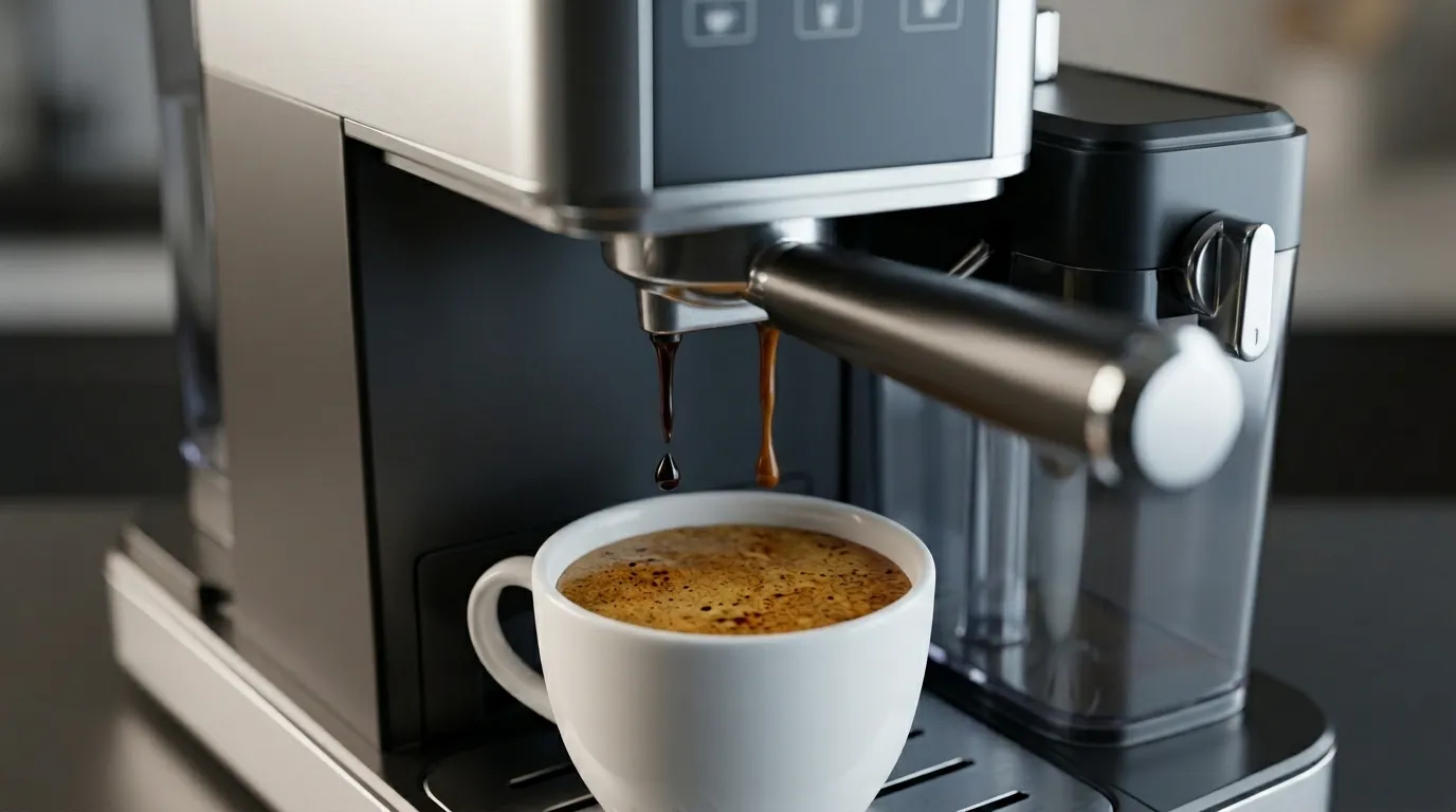 cafeteira espresso com reservatório removível e alerta de água