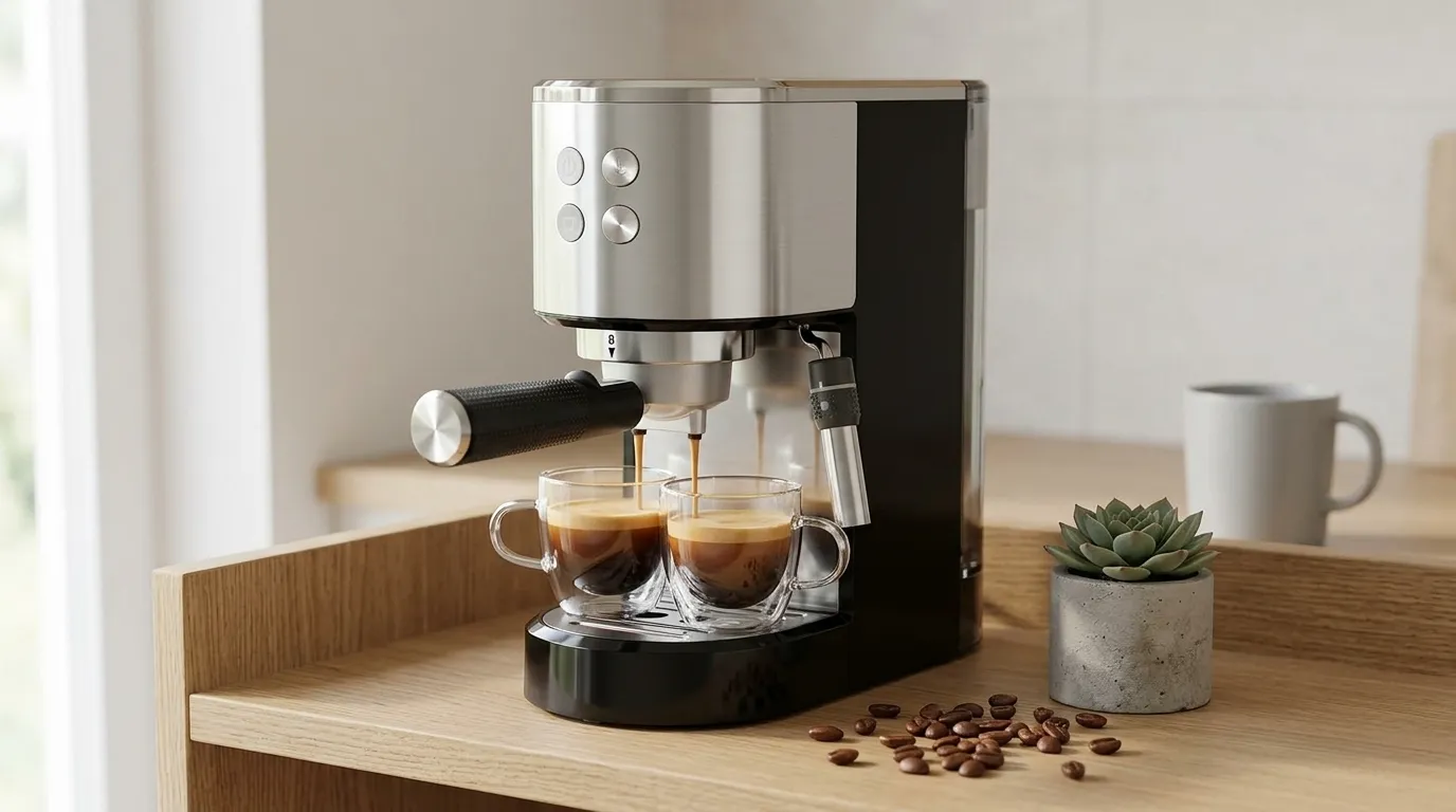 Cafeteiras espresso modernas com dupla caldeira para leite e café