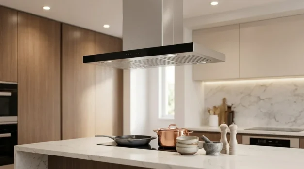 coifa de ilha com acabamento sofisticado