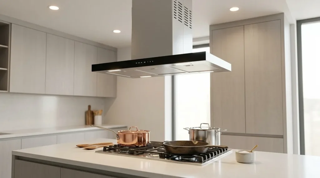 coifa de ilha com design minimalista