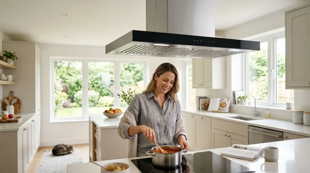 Coifa de ilha no modo exaustor vs depurador: qual é mais eficiente para eliminar odores? coifa de ilha com design premium para ilha central comprar