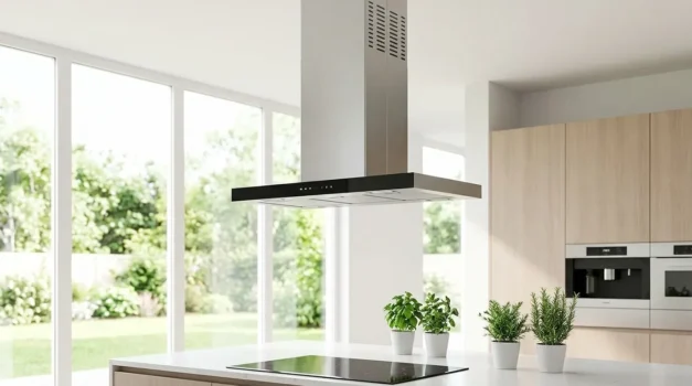 coifa de ilha com estrutura metalica