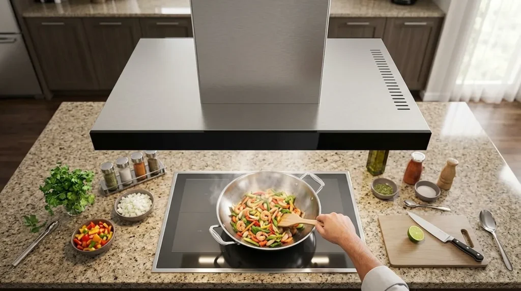 coifa de ilha com sistema moderno