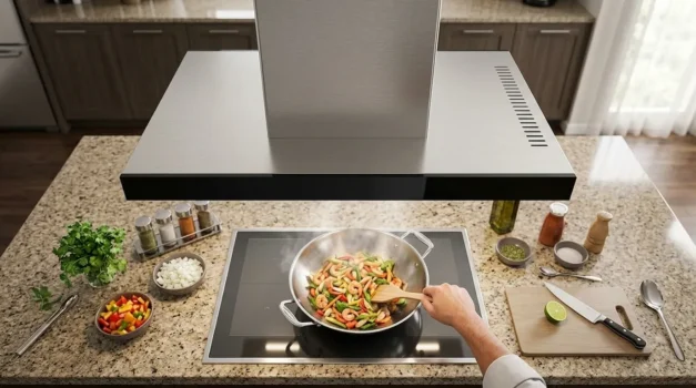 coifa de ilha com sistema moderno