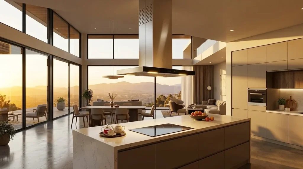 coifa de ilha com sistema moderno profissional