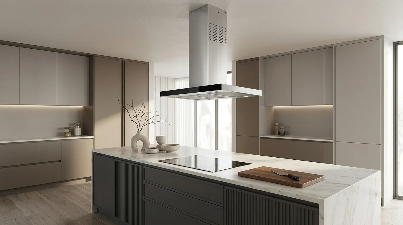 Qual coifa de ilha tem o menor nível de ruído disponível no mercado? Coifa de ilha silenciosa com tecnologia avançada