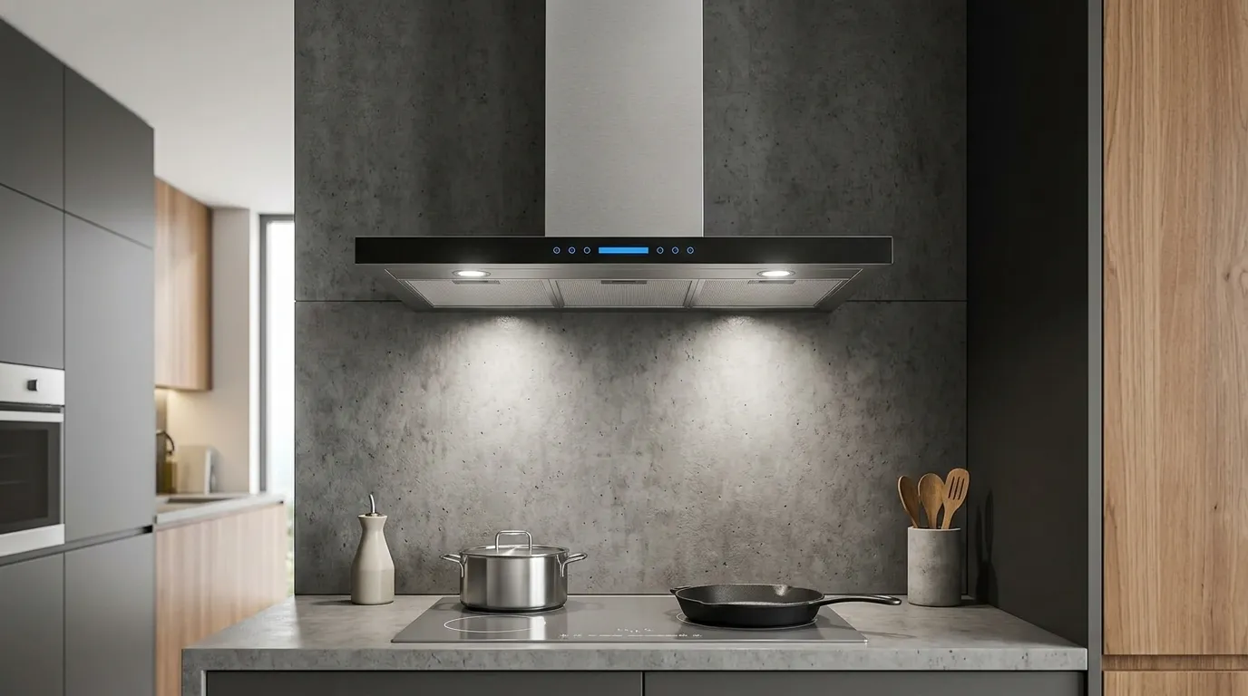 Coifa de parede potente para fogão 4 bocas com chaminé ajustável