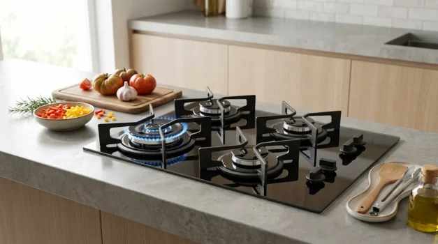 cooktop bocas a gas com acabamento elegante vidro