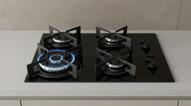 cooktop bocas a gas com acabamento vidro preto