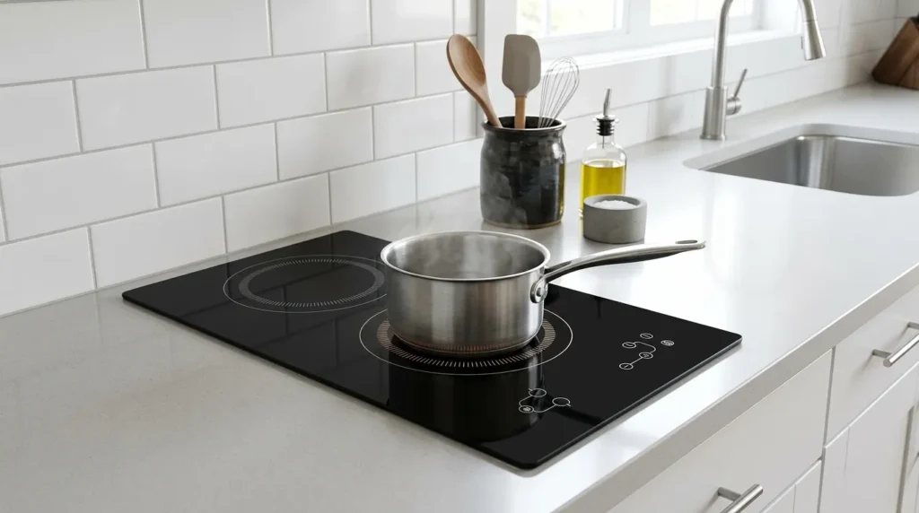 O Que Significa Potência de 3500W em Cooktop de Indução 2 Bocas e Como Isso Afeta o Cozimento? cooktop de inducao bocas com acabamento vidro preto elegante