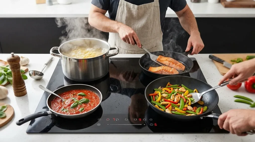 Cooktop de Indução 4 Bocas Para Uso Semiprofissional em Casa: Quais Modelos Aguentam Uso Intenso Diário? cooktop de inducao bocas com controle de potencia por nivel preciso