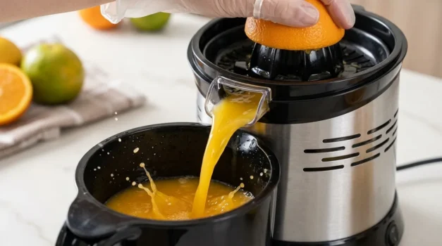 espremedor de laranja manual com estrutura compacta resistente