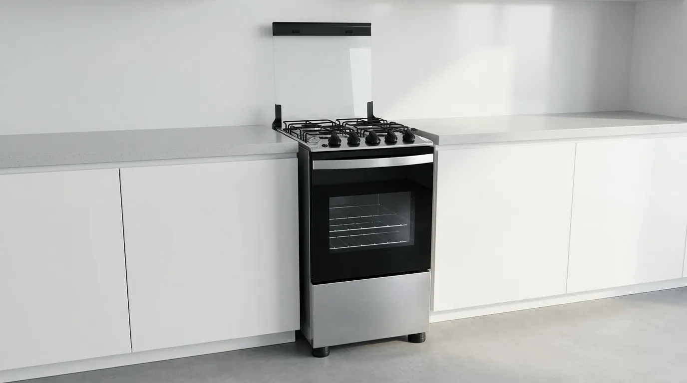 fogão de inox compacto com design elegante para cozinha pequena