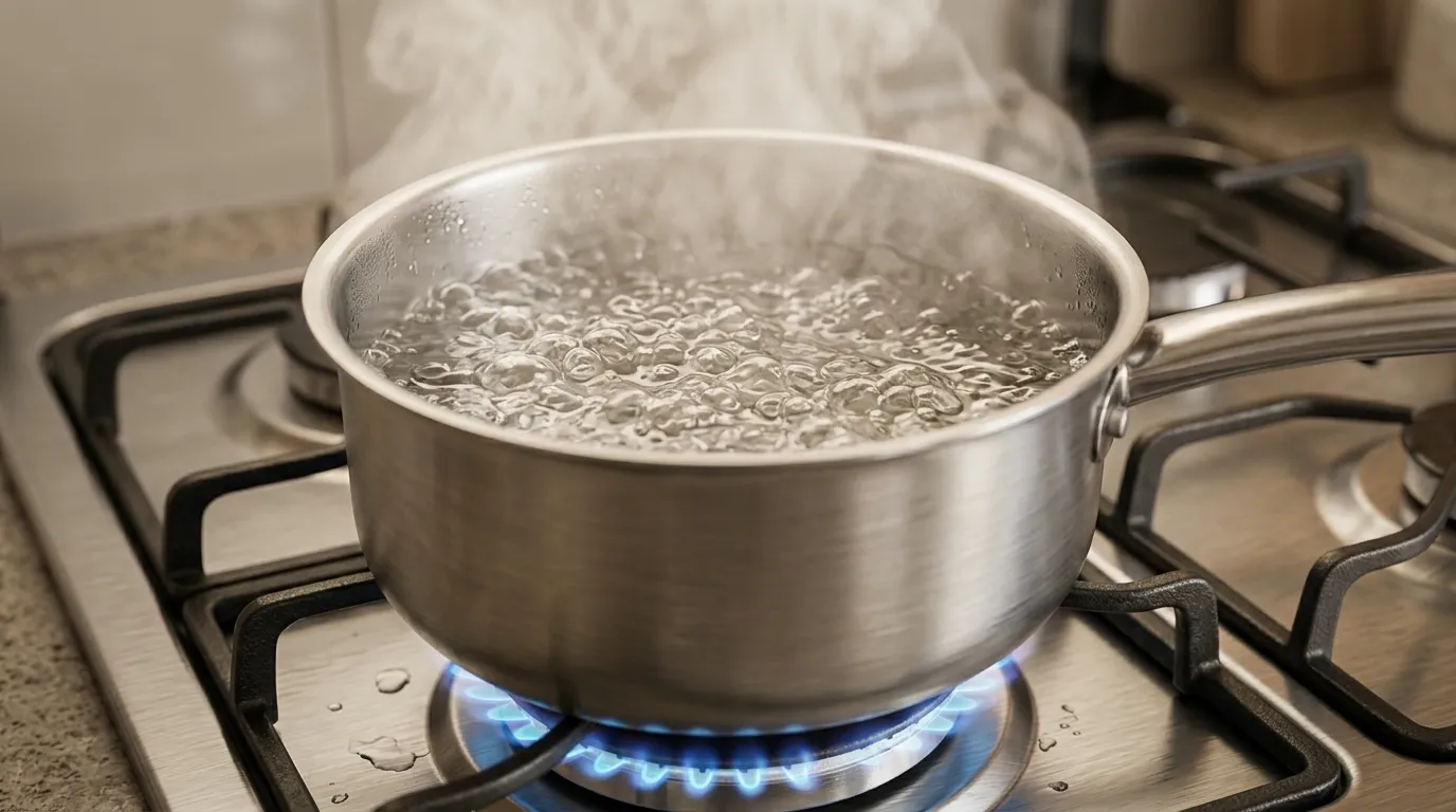 Fogão quatro bocas com mesa de inox e queimador resistente