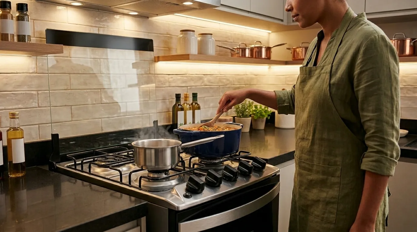 Cooktop a gás 4 bocas embutido em cozinha planejada moderna
