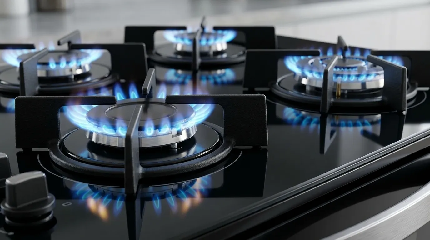 fogão 4 bocas mesa de vidro com forno integrado