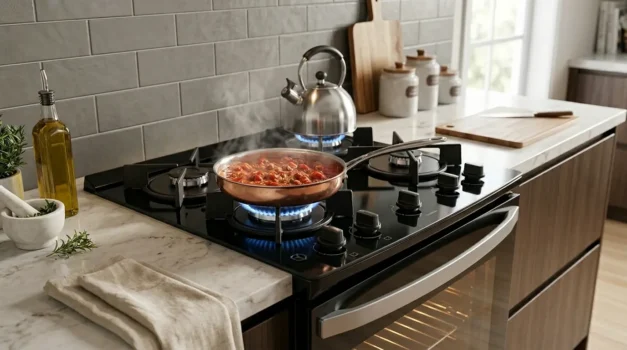 fogao bocas mesa de vidro com tecnologia moderna