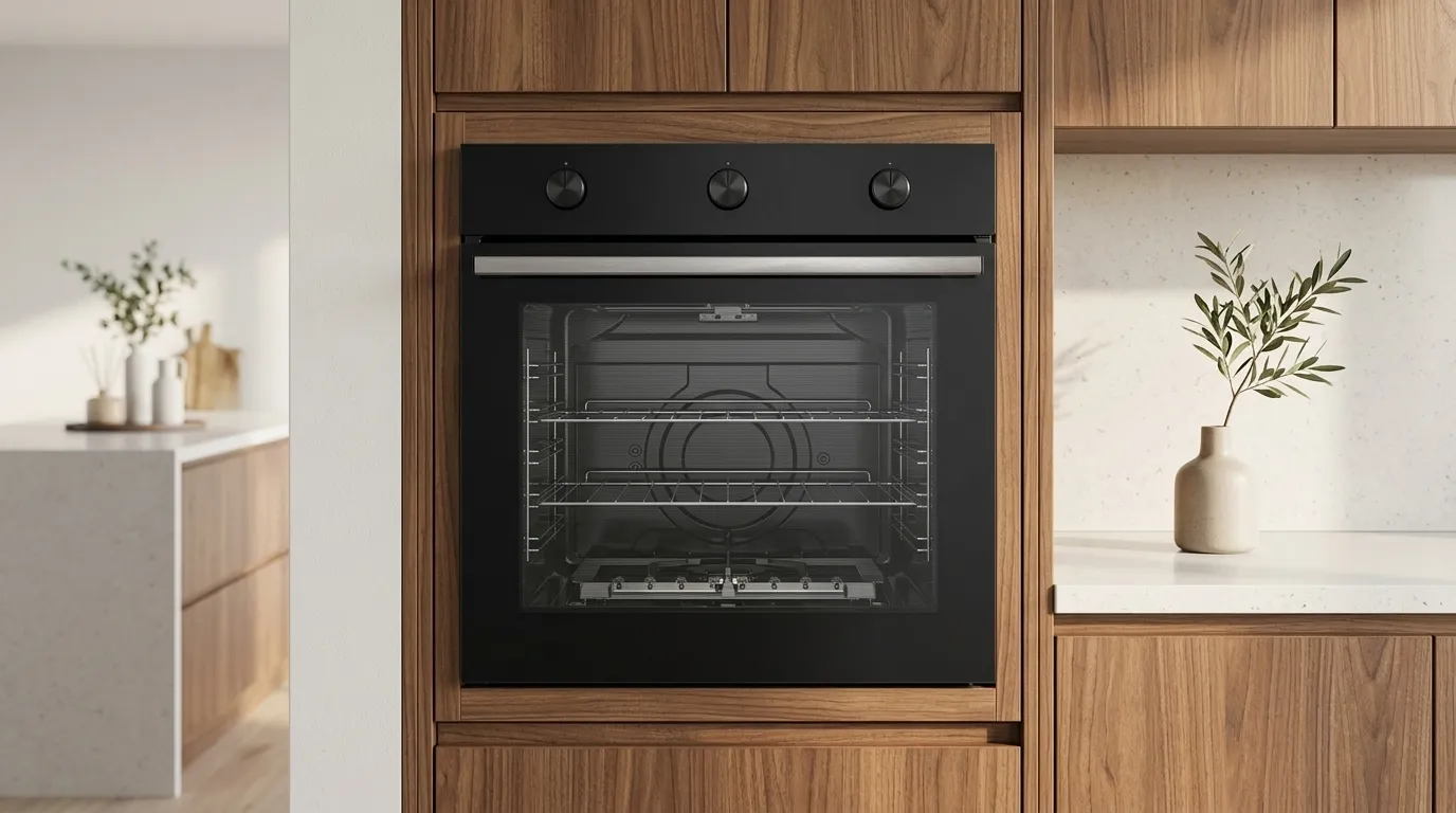 porta de inox escovado em forno embutido a gás
