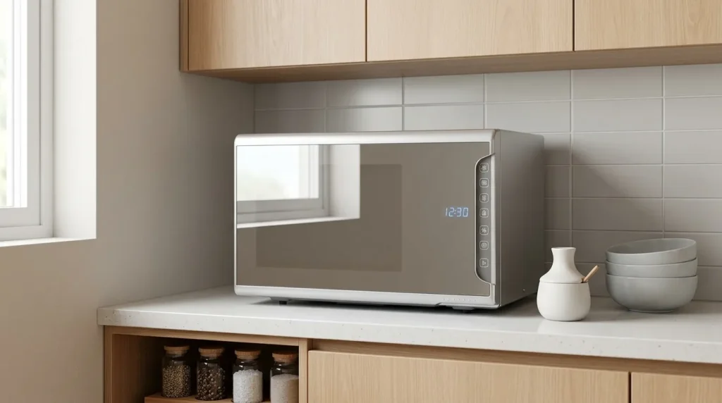 micro ondas l com design clean para cozinha pequena