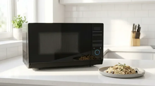 micro ondas com acabamento inox sofisticado