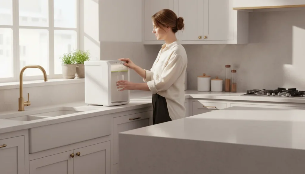 purificador de agua com design moderno compacto