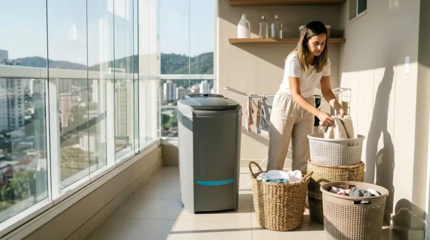 tanquinho de lavar roupa com tecnologia simples