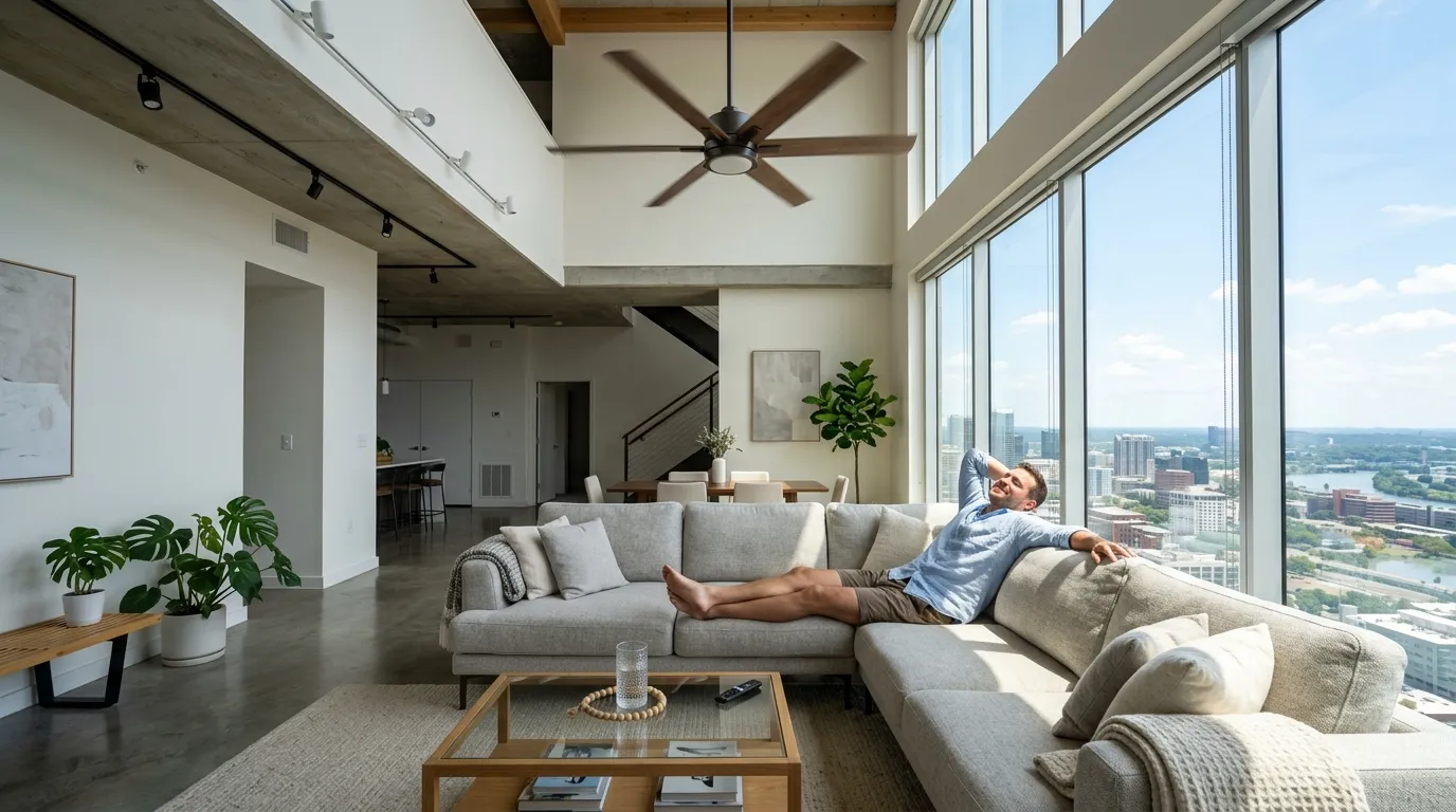 Ventilador de teto moderno para sala de estar Ventilador de teto moderno bivolt com design sofisticado