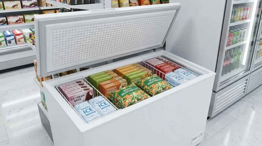 freezer horizontal interno amplo organizado