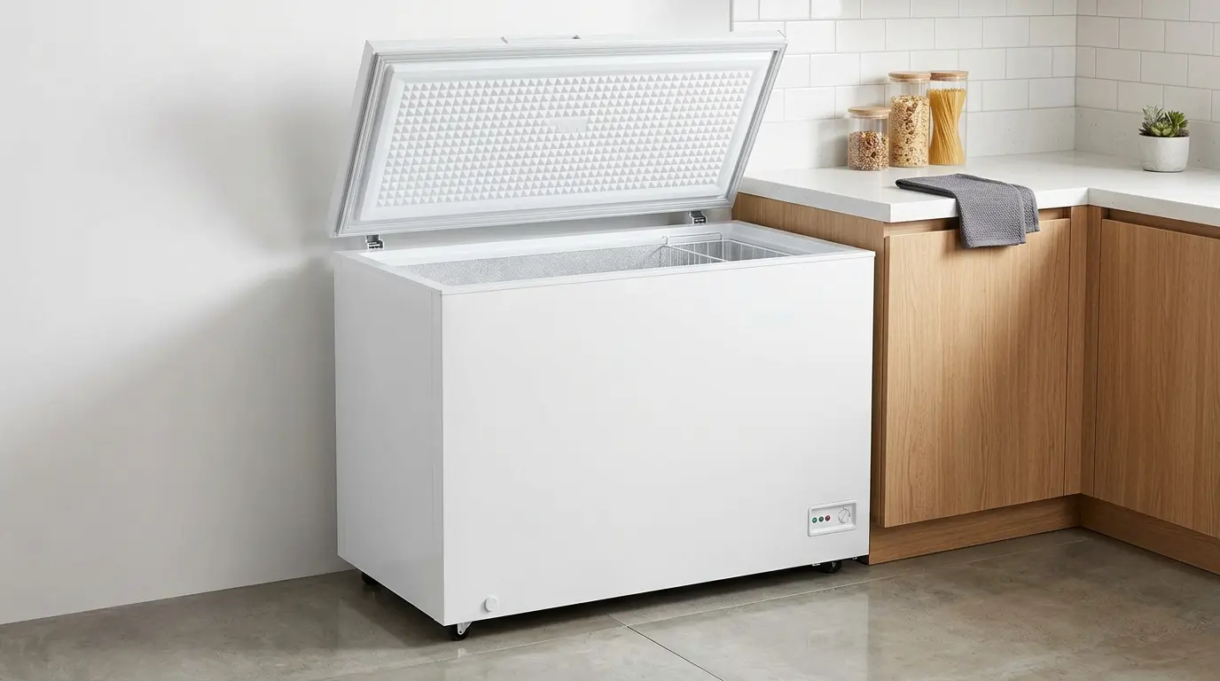freezer horizontal com rodízios fácil de mover