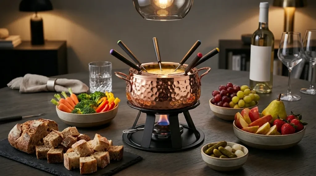 panela fondue conjunto pratos individuais
